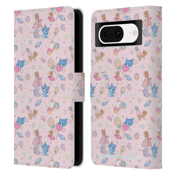 Tom and Jerry Gokko Graphics Sweets Pattern Leather Book Wallet Case Cover For Google Pixel 8