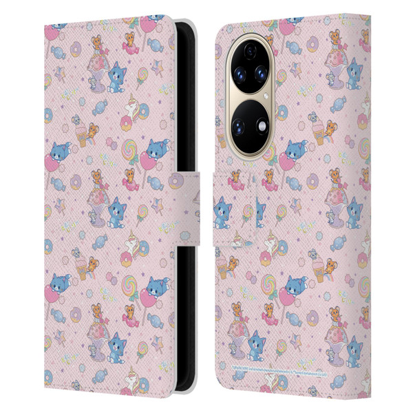 Tom and Jerry Gokko Graphics Sweets Pattern Leather Book Wallet Case Cover For Huawei P50