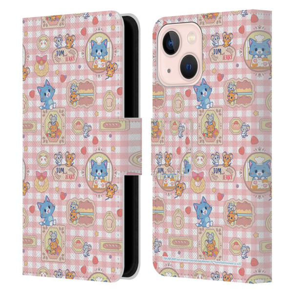 Tom and Jerry Gokko Graphics Baking Pattern Leather Book Wallet Case Cover For Apple iPhone 13 Mini