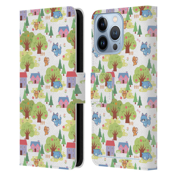 Tom and Jerry Gokko Graphics Trees Pattern Leather Book Wallet Case Cover For Apple iPhone 13 Pro
