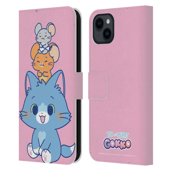 Tom and Jerry Gokko Graphics Characters Leather Book Wallet Case Cover For Apple iPhone 15 Plus