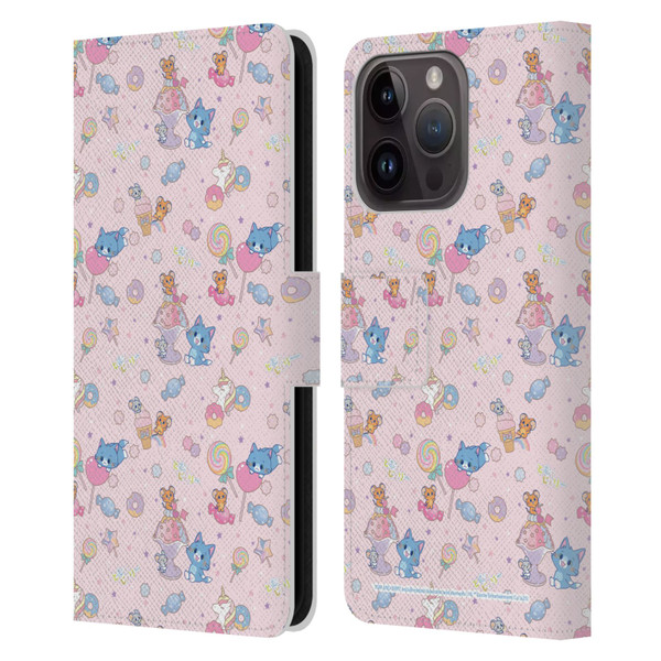 Tom and Jerry Gokko Graphics Sweets Pattern Leather Book Wallet Case Cover For Apple iPhone 15 Pro