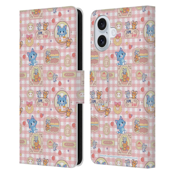 Tom and Jerry Gokko Graphics Baking Pattern Leather Book Wallet Case Cover For Apple iPhone 16 Plus