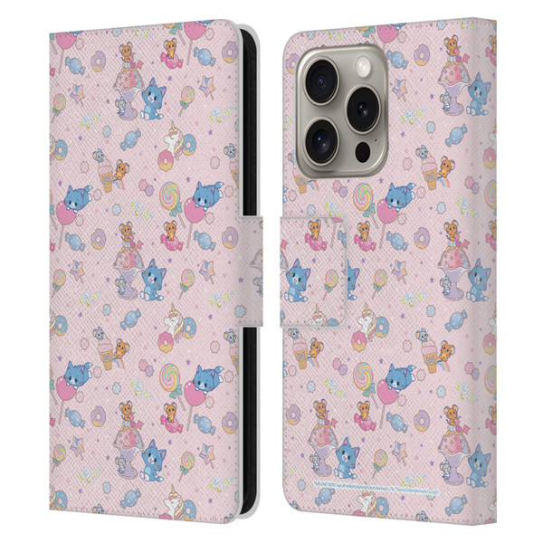 Tom and Jerry Gokko Graphics Sweets Pattern Leather Book Wallet Case Cover For Apple iPhone 16 Pro