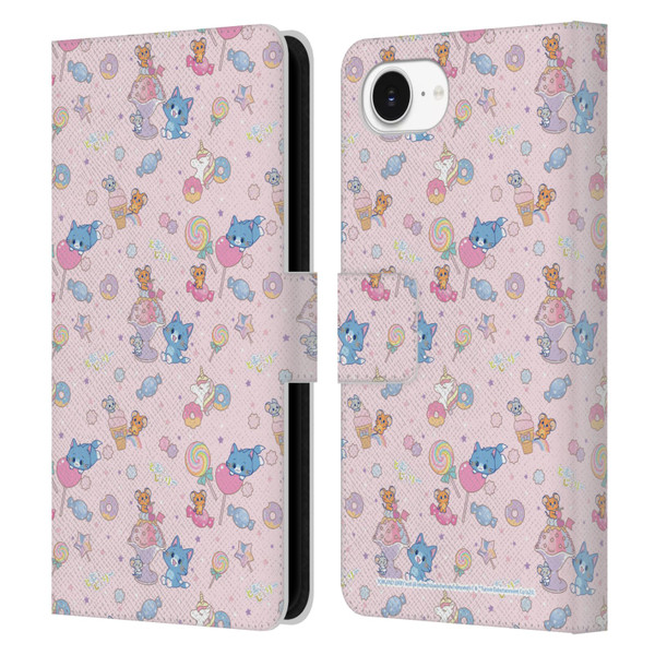 Tom and Jerry Gokko Graphics Sweets Pattern Leather Book Wallet Case Cover For Apple iPhone 16e