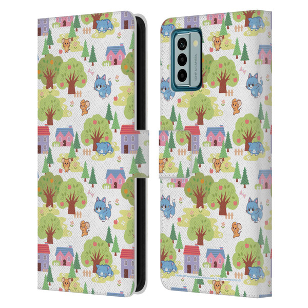 Tom and Jerry Gokko Graphics Trees Pattern Leather Book Wallet Case Cover For Nokia G42