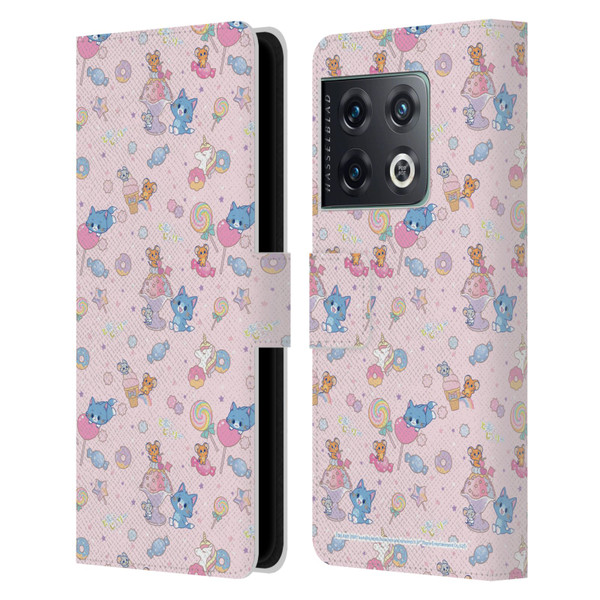 Tom and Jerry Gokko Graphics Sweets Pattern Leather Book Wallet Case Cover For OnePlus 10 Pro