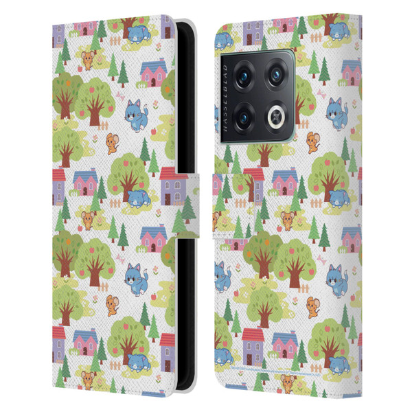 Tom and Jerry Gokko Graphics Trees Pattern Leather Book Wallet Case Cover For OnePlus 10 Pro