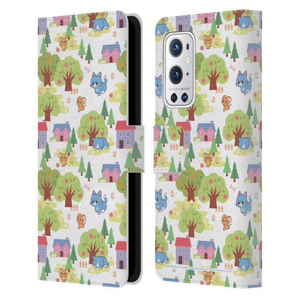 Tom and Jerry Gokko Graphics Trees Pattern Leather Book Wallet Case Cover For OnePlus 9 Pro