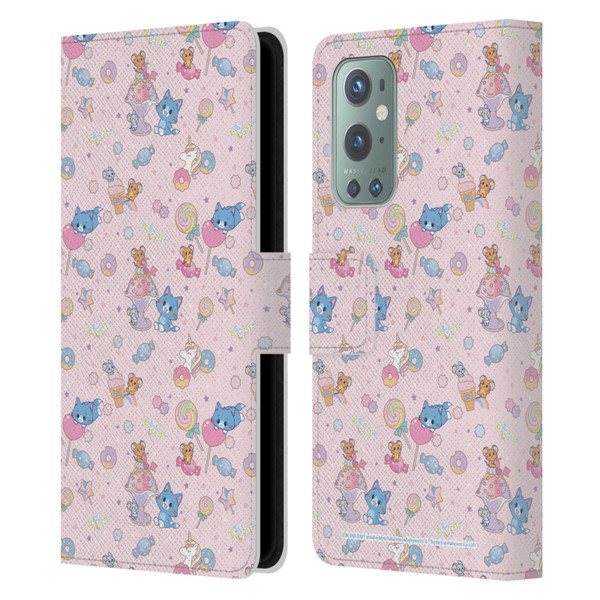Tom and Jerry Gokko Graphics Sweets Pattern Leather Book Wallet Case Cover For OnePlus 9