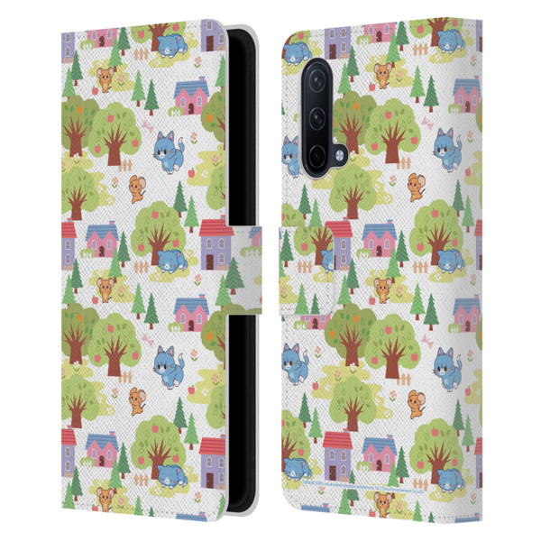 Tom and Jerry Gokko Graphics Trees Pattern Leather Book Wallet Case Cover For OnePlus Nord CE 5G