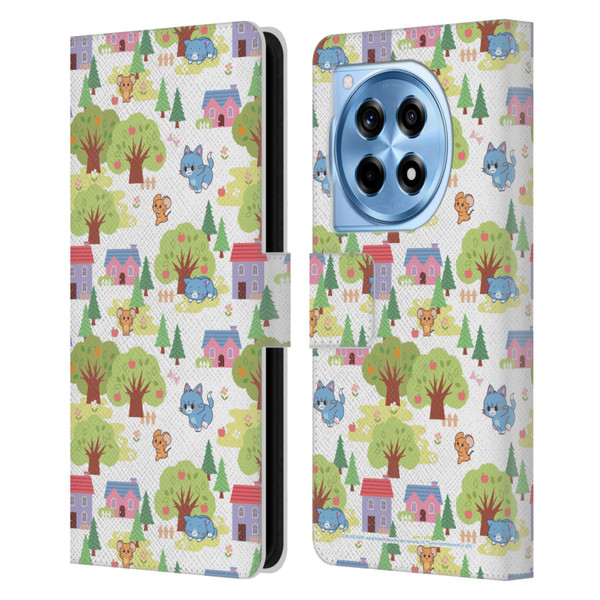 Tom and Jerry Gokko Graphics Trees Pattern Leather Book Wallet Case Cover For OnePlus 12R