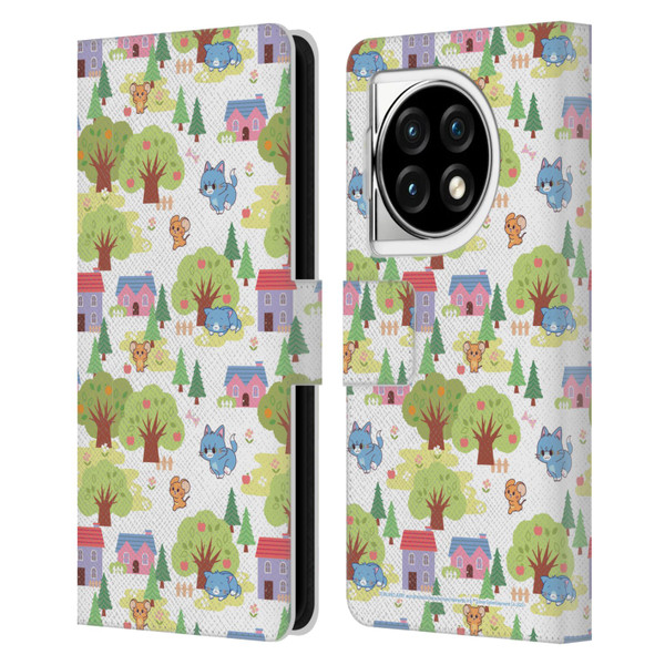 Tom and Jerry Gokko Graphics Trees Pattern Leather Book Wallet Case Cover For OPPO OnePlus Ace 3 5G
