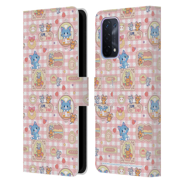 Tom and Jerry Gokko Graphics Baking Pattern Leather Book Wallet Case Cover For OPPO A54 5G