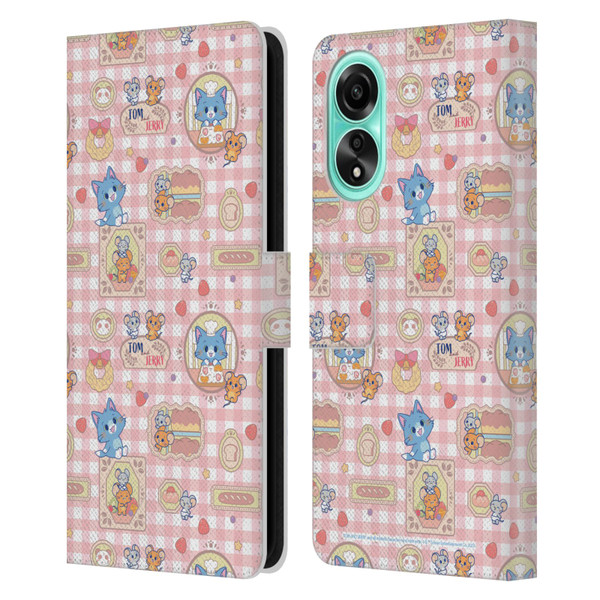 Tom and Jerry Gokko Graphics Baking Pattern Leather Book Wallet Case Cover For OPPO A78 4G