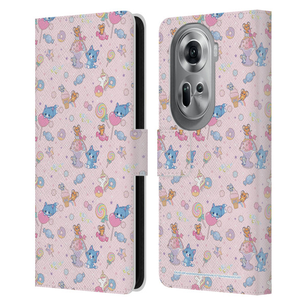 Tom and Jerry Gokko Graphics Sweets Pattern Leather Book Wallet Case Cover For OPPO Reno11 Pro