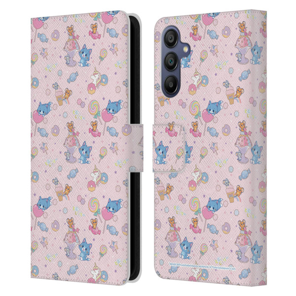 Tom and Jerry Gokko Graphics Sweets Pattern Leather Book Wallet Case Cover For Samsung Galaxy A15