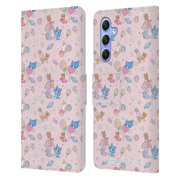 Tom and Jerry Gokko Graphics Sweets Pattern Leather Book Wallet Case Cover For Samsung Galaxy A34 5G