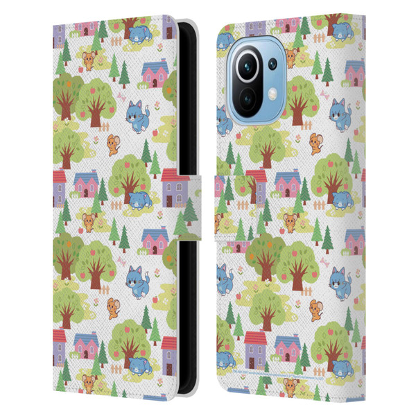 Tom and Jerry Gokko Graphics Trees Pattern Leather Book Wallet Case Cover For Xiaomi Mi 11