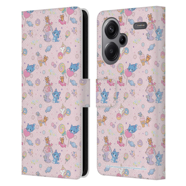 Tom and Jerry Gokko Graphics Sweets Pattern Leather Book Wallet Case Cover For Xiaomi Redmi Note 13 Pro Plus 5G
