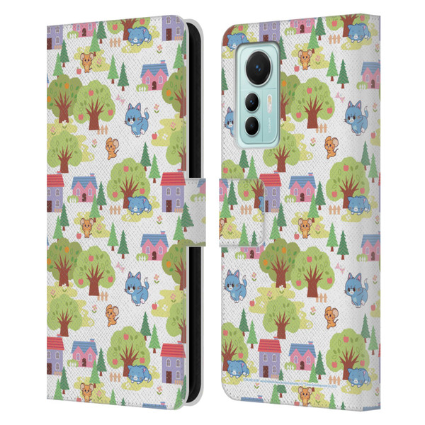 Tom and Jerry Gokko Graphics Trees Pattern Leather Book Wallet Case Cover For Xiaomi 12 Lite