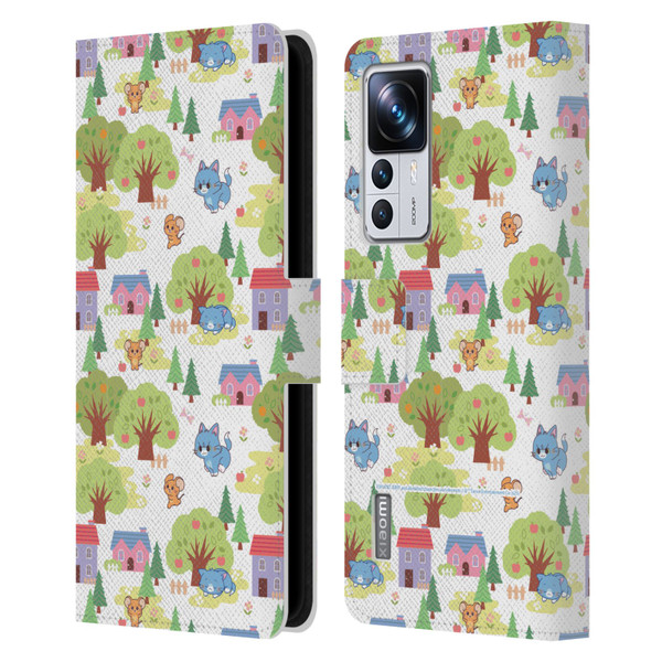 Tom and Jerry Gokko Graphics Trees Pattern Leather Book Wallet Case Cover For Xiaomi 12T Pro