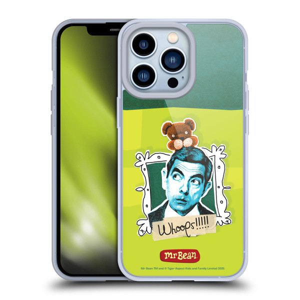 Mr. Bean Doodle Art Portrait Soft Gel Case for Apple iPhone 13 Pro