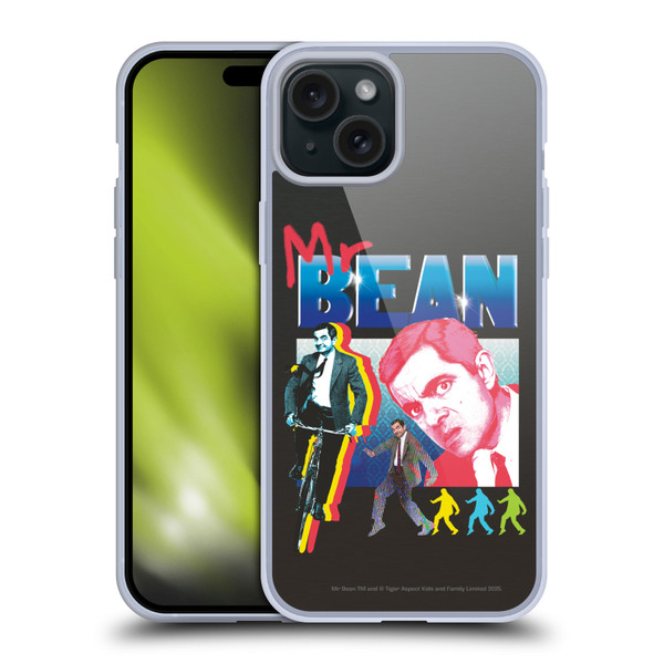 Mr. Bean Graphic Art Bike Soft Gel Case for Apple iPhone 15 Plus