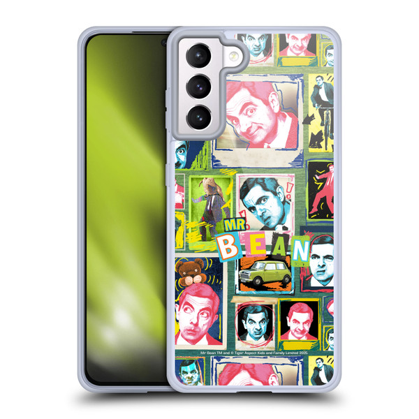 Mr. Bean Graphic Art Collage Soft Gel Case for Samsung Galaxy S21+ 5G