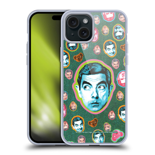 Mr. Bean Key Art Collage Soft Gel Case for Apple iPhone 15 Plus