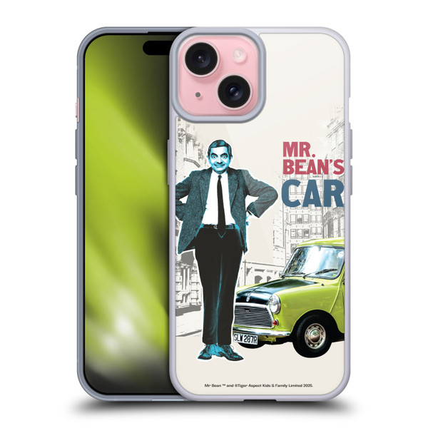 Mr. Bean London Art With Car Soft Gel Case for Apple iPhone 15