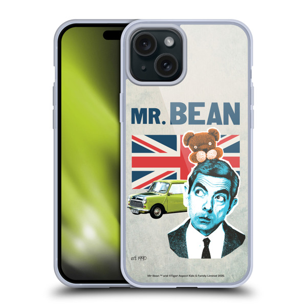 Mr. Bean London Art With Teddy Soft Gel Case for Apple iPhone 15 Plus
