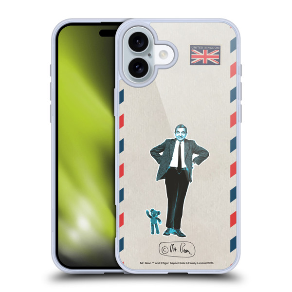 Mr. Bean London Art Postcard Soft Gel Case for Apple iPhone 16 Plus