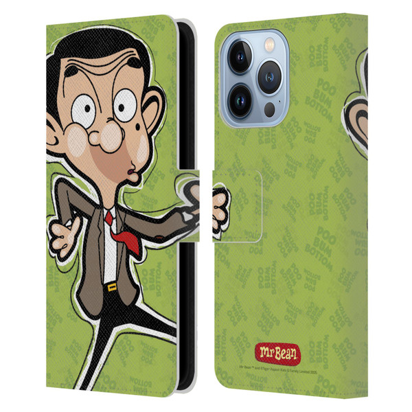Mr. Bean: The Animated Series Graphic Art Face Leather Book Wallet Case Cover For Apple iPhone 13 Pro