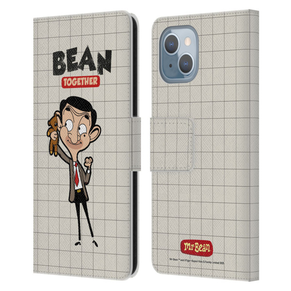 Mr. Bean: The Animated Series Graphic Art With Teddy Leather Book Wallet Case Cover For Apple iPhone 14