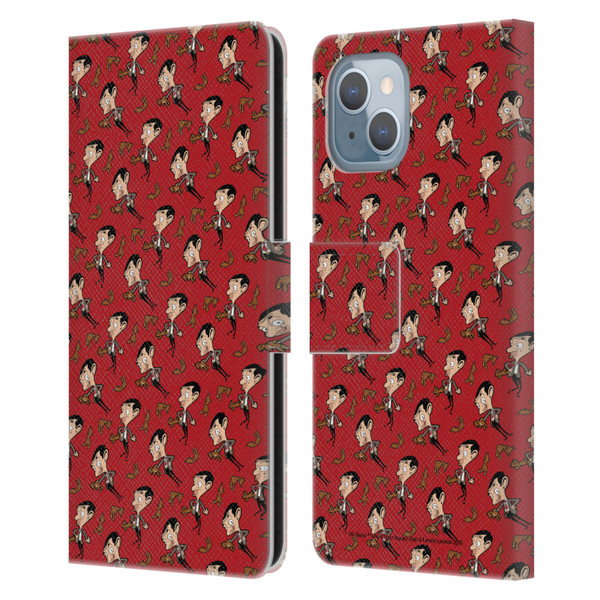 Mr. Bean: The Animated Series Graphic Art Teddy Pattern Leather Book Wallet Case Cover For Apple iPhone 14