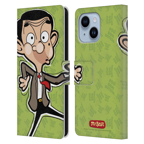 Mr. Bean: The Animated Series Graphic Art Face Leather Book Wallet Case Cover For Apple iPhone 14 Plus