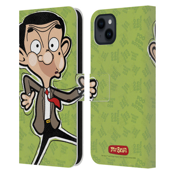 Mr. Bean: The Animated Series Graphic Art Face Leather Book Wallet Case Cover For Apple iPhone 15 Plus