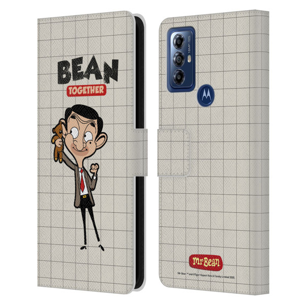 Mr. Bean: The Animated Series Graphic Art With Teddy Leather Book Wallet Case Cover For Motorola Moto G Play (2023)