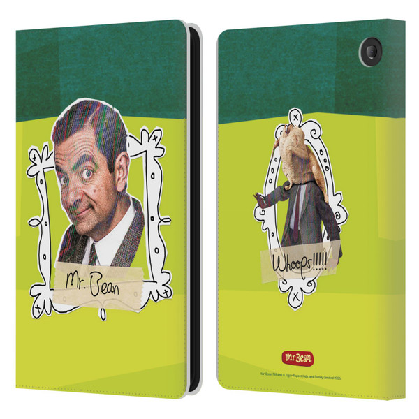 Mr. Bean Doodle Art Portrait Leather Book Wallet Case Cover For Amazon Fire 7 2022