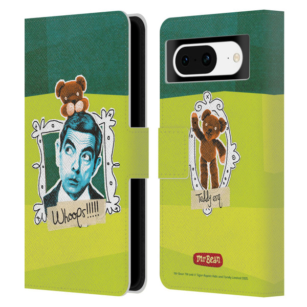 Mr. Bean Doodle Art With Teddy Leather Book Wallet Case Cover For Google Pixel 8