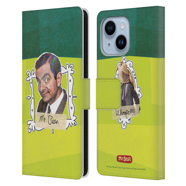 Mr. Bean Doodle Art Portrait Leather Book Wallet Case Cover For Apple iPhone 14 Plus