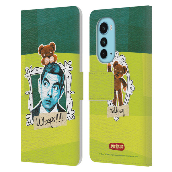 Mr. Bean Doodle Art With Teddy Leather Book Wallet Case Cover For Motorola Edge (2022)
