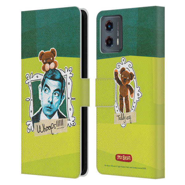 Mr. Bean Doodle Art With Teddy Leather Book Wallet Case Cover For Motorola Moto G (2023)