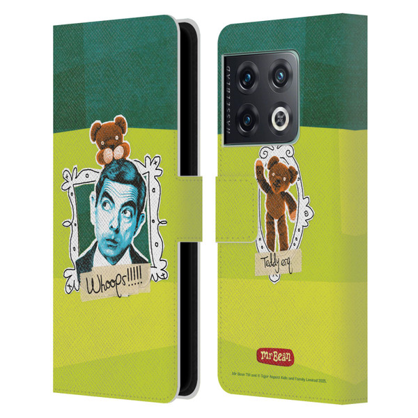 Mr. Bean Doodle Art With Teddy Leather Book Wallet Case Cover For OnePlus 10 Pro