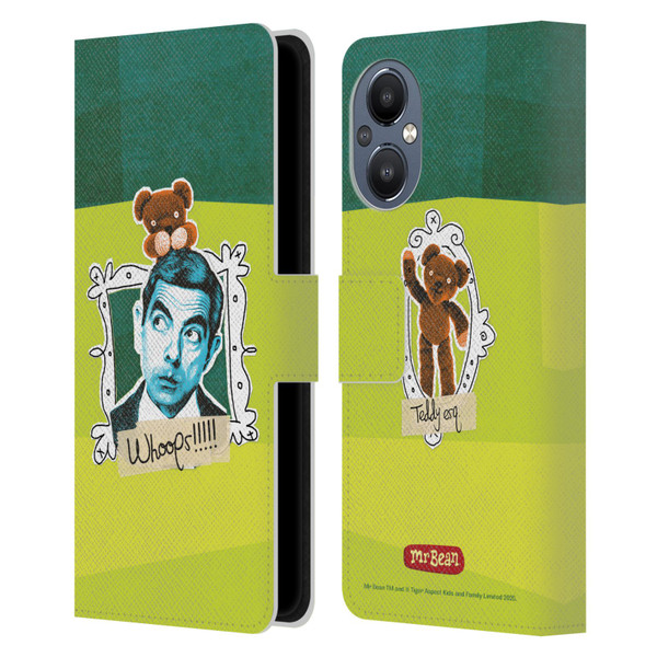 Mr. Bean Doodle Art With Teddy Leather Book Wallet Case Cover For OnePlus Nord N20 5G