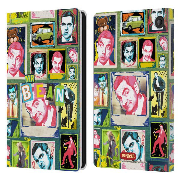 Mr. Bean Graphic Art Collage Leather Book Wallet Case Cover For Amazon Fire 7 2022