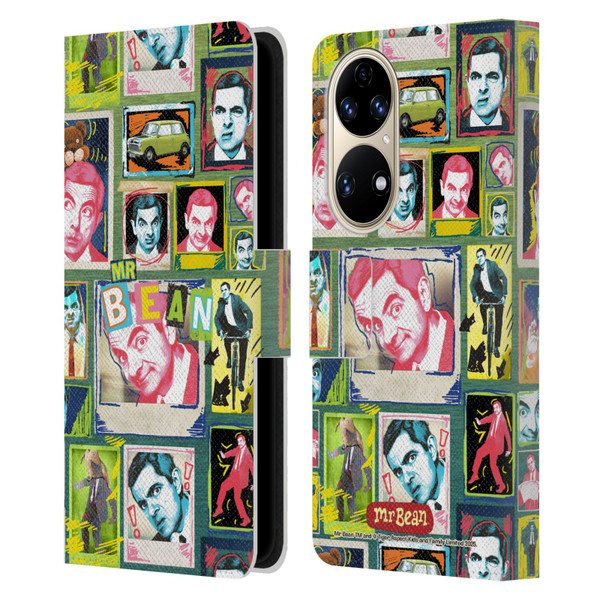 Mr. Bean Graphic Art Collage Leather Book Wallet Case Cover For Huawei P50