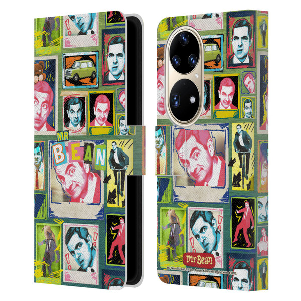 Mr. Bean Graphic Art Collage Leather Book Wallet Case Cover For Huawei P50 Pro