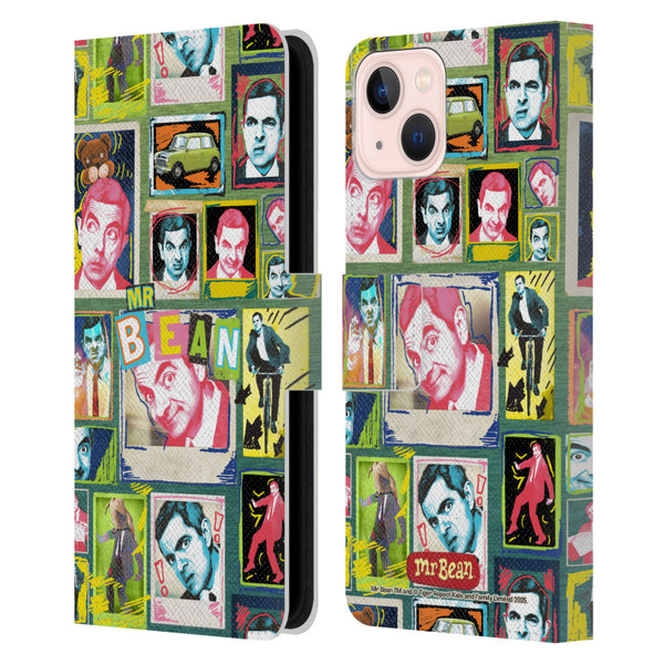 Mr. Bean Graphic Art Collage Leather Book Wallet Case Cover For Apple iPhone 13